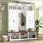 62.2" Entryway Hall Tree with Bench, Top Cubbies & Bottom Storage-129045980