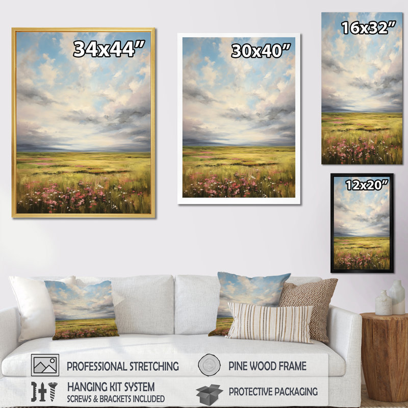«Quemoy Meadow Bold Horizon II», reproduction sur toile, H 44 po x l 34 po x P 1,5 po, Cadre flottant noir