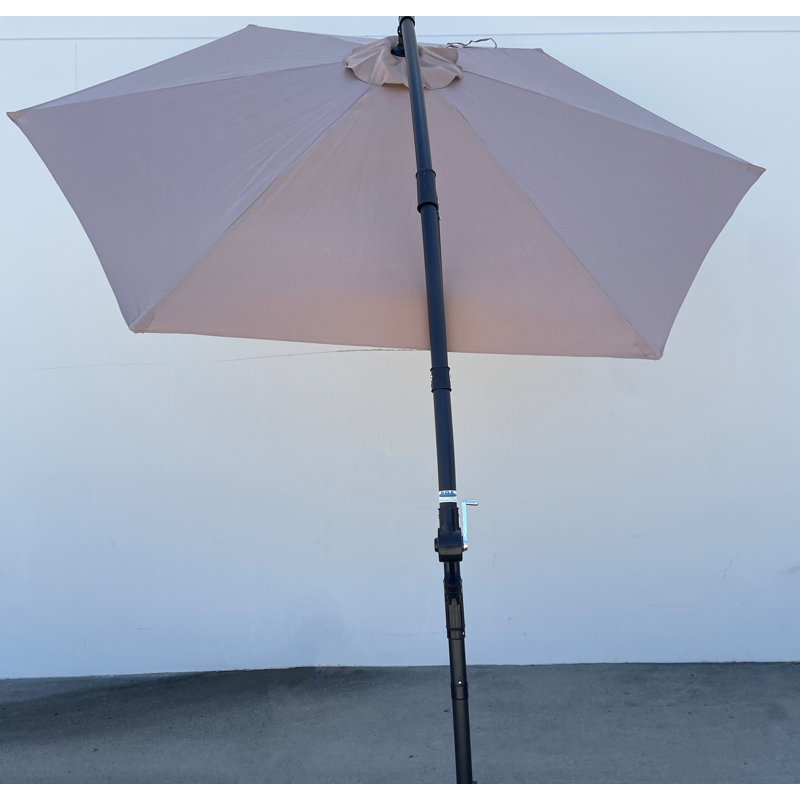 Beige 10' Cantilever Patio Umbrella with Black Metal Stand
