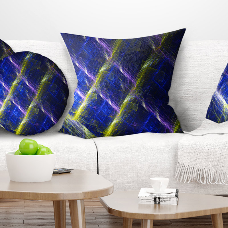 Barbecue fractal bleu foncé - coussin imprimé abstrait, 16 po x 1 po, Coussin décoratif