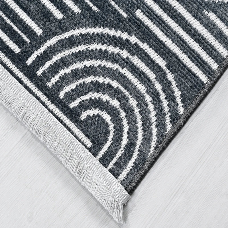 Tapis en polyester blanc Garp facile à nettoyer, 5 pi x 10 po