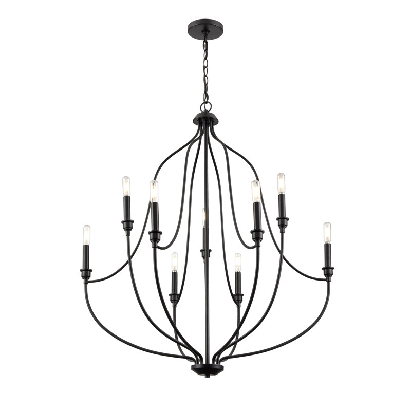 Senoia 9 - Light 32.5" Wide Candle Style Empire Chandelier, Matte Black