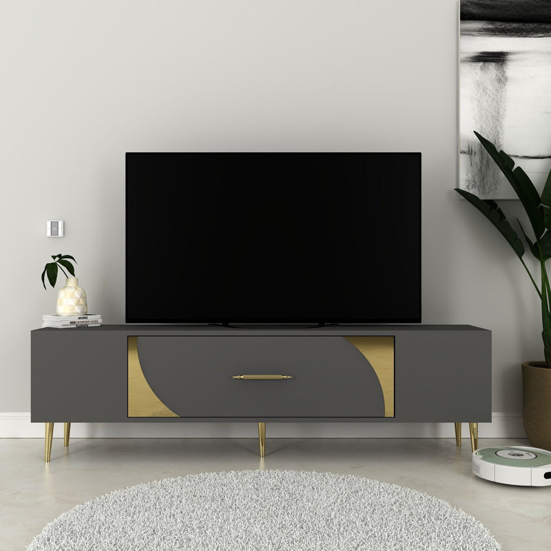 Olivia Unfinished TV Stand, 150cm, Grey/Gold