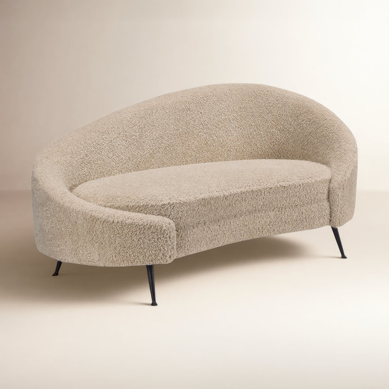 Chaise longue rembourrée Nikita, Fausse peau de mouton rôtie