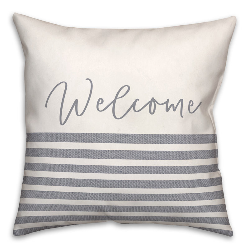 Housse et insert de coussin décoratif extérieur Welcome Stripes 13, 20 po x 20 po, Bleu