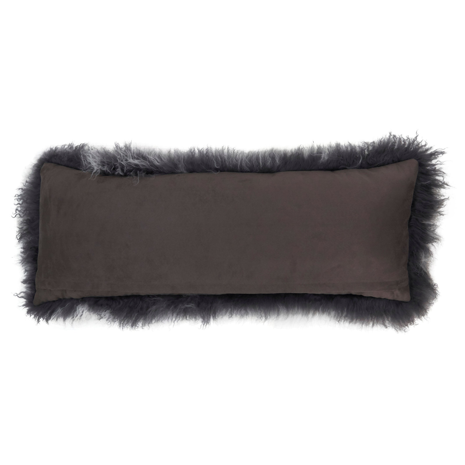 Iyana Wool Lumbar Throw Pillow, Charcoal, 14"H x 36"W