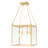 Modern Gold Square Semi Flush Mount Ceiling Light, 4-Light Lantern Pendant with Clear Glass Panels, Adjustable Height, E12 Base, ETL Listed