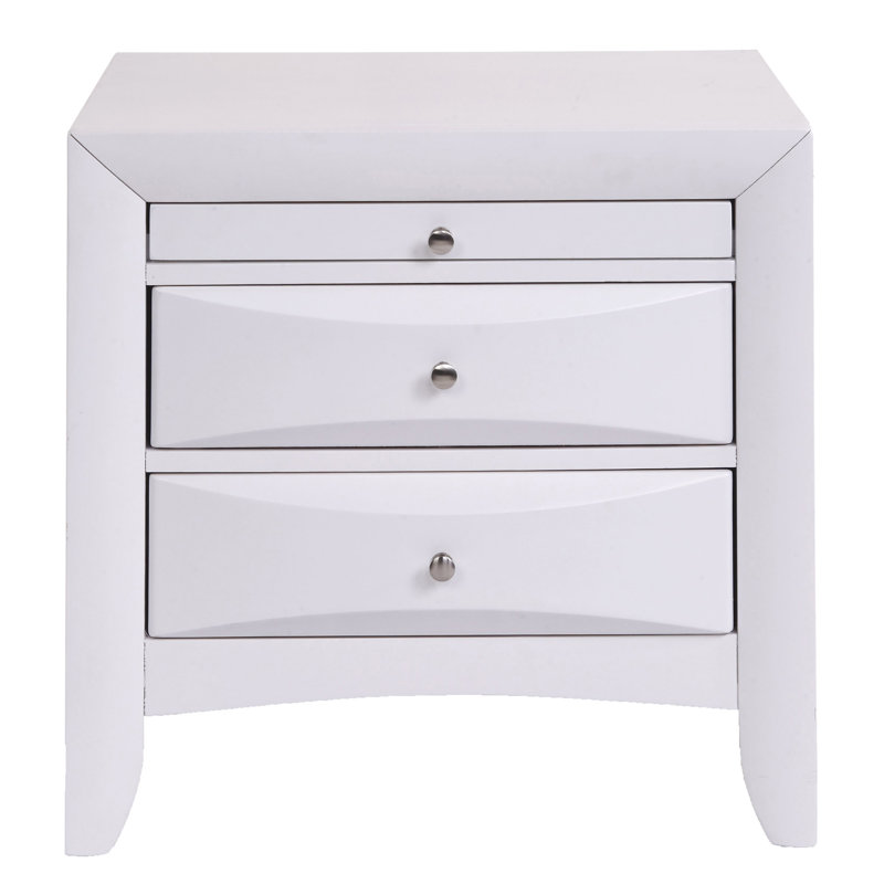 White Nightstand With 2 Drawers, White