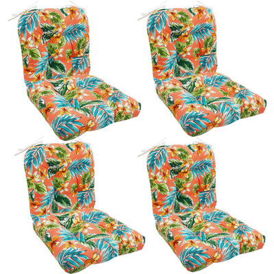 Set of 8 Outdoor Chair Cushions, 19 x 19 x 4 Inch Waterproof Fade‑Resistant Patio Seat Pads with Ties for Garden & Dining Chairs