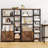 55.5" Tall Bookcase With 2-door Cabinet Metal Frame Freestanding Display Rack