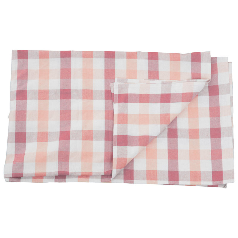 Korinne Rectangular Tartan Tablecloth, Coral