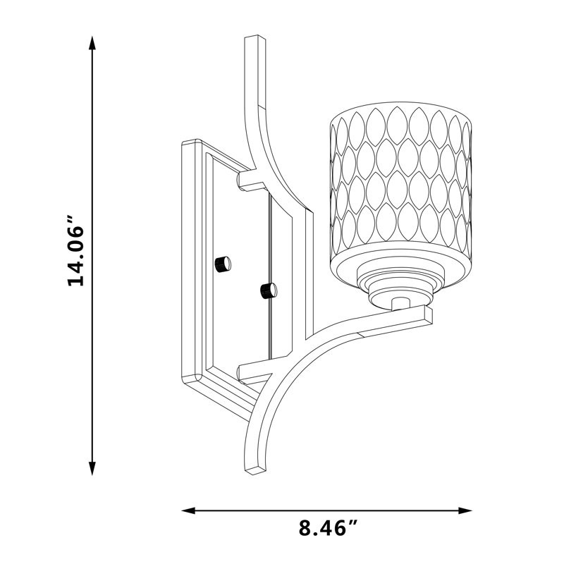 1 - Light Dimmable Black Armed Sconce