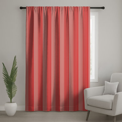 Red Vertical Stripes Window Curtains, Stripes Sheer & Blockout Curtains - 1 Panel