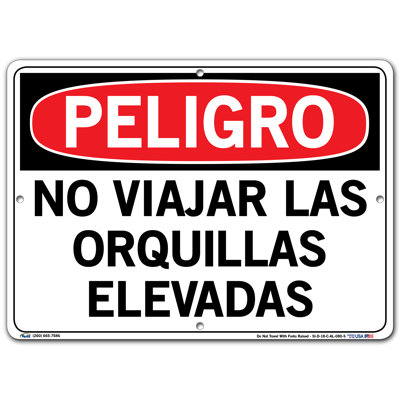 Spanish Danger Sign, Do not Travel with Forks Raised -  Vestil, SI-D-18-C-AL-080-S