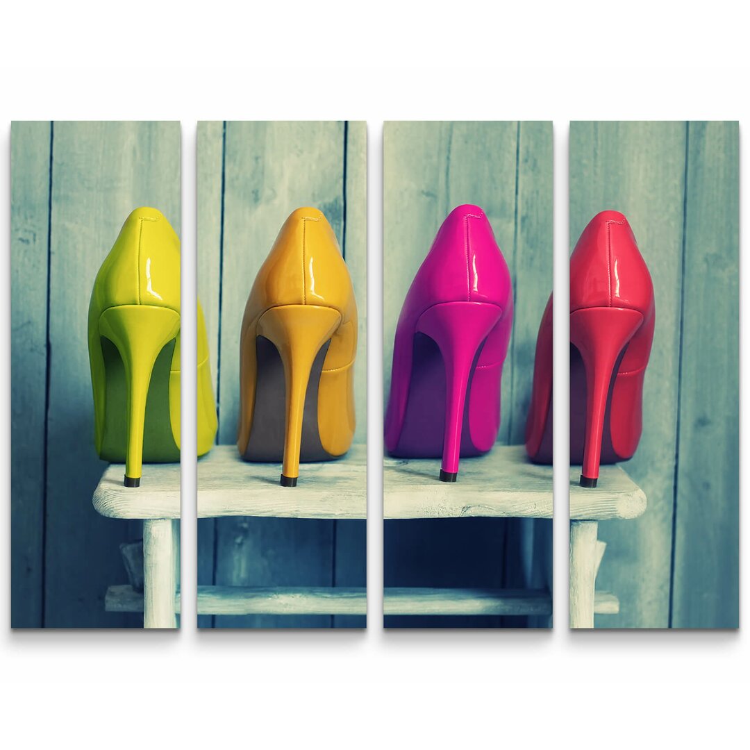 4-tlg. Leinwandbilder-Set Bunte High Heels