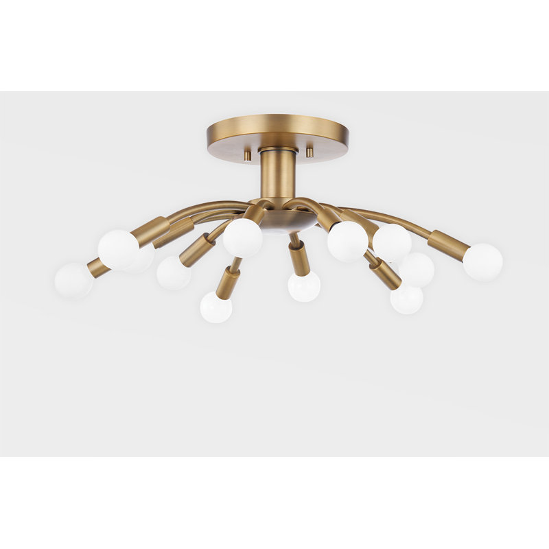 Tristan Patina Brass 12-Light Semi-Flush Mount for Indoor/Outdoor