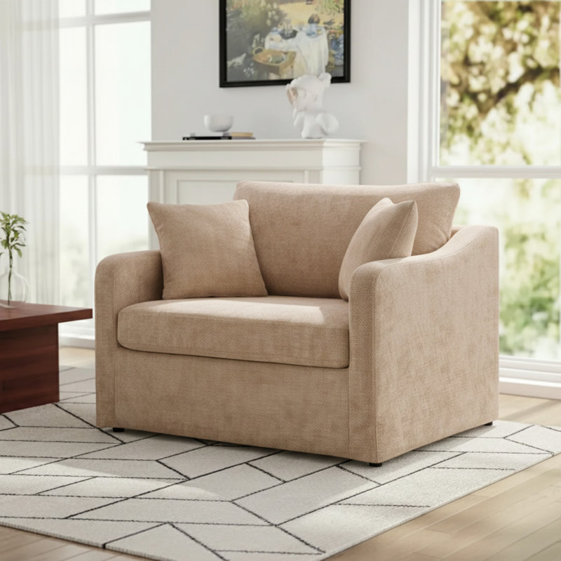 Fauteuil d'appoint surdimensionné 45 po avec 2 coussins; chenille, Blé
