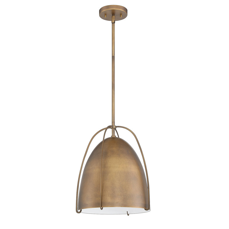 Luminaire suspendu en laiton 1 lumière, Laiton, H 54 po x l 12,8 po x P 12,8 po, Laiton