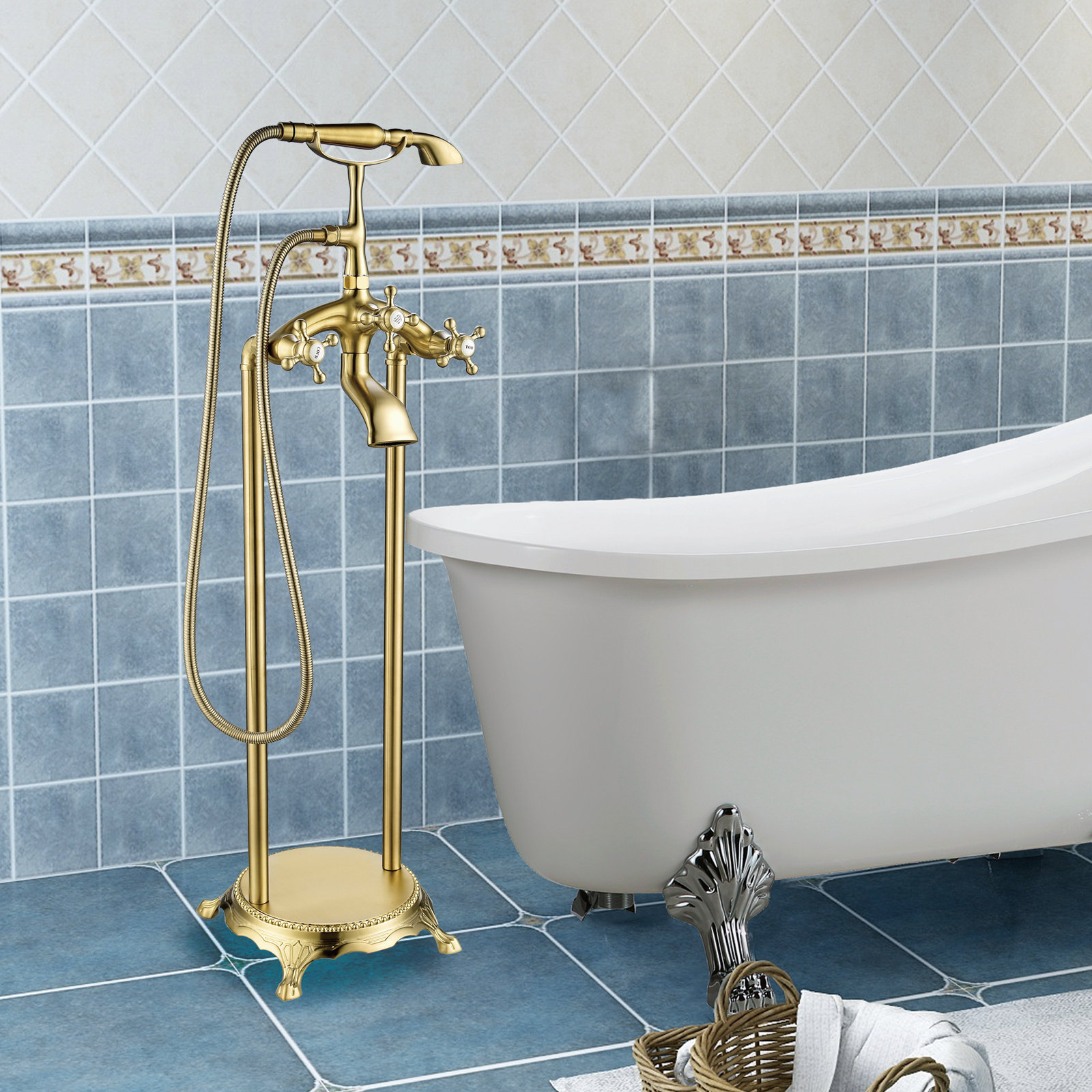 Freestanding Clawfoot Tub Faucet Trim, Brushed Bronze