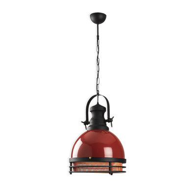 Modern Chandelier with Adjustable Height, Red & Black Metal Body, 12.6 in Diameter x 56.7 in Height | E27 Socket, Max 40W, IP20 | Unique Design for Contemporary Spaces, Perfect for Living Room & Dining Areas