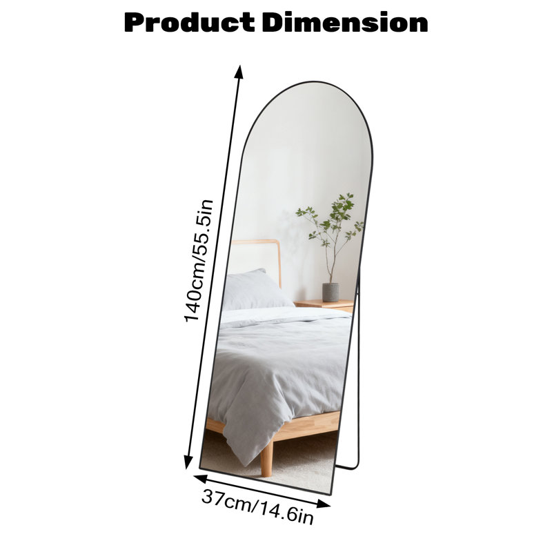 Miroir de plancher pleine longueur en aluminium et miroir mural Nano, Black, Arche
