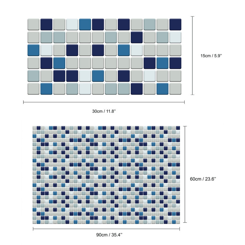 Ariannie Glitter Mosaic 3D Sticker Tile 30 x 15cm, Blue Sea