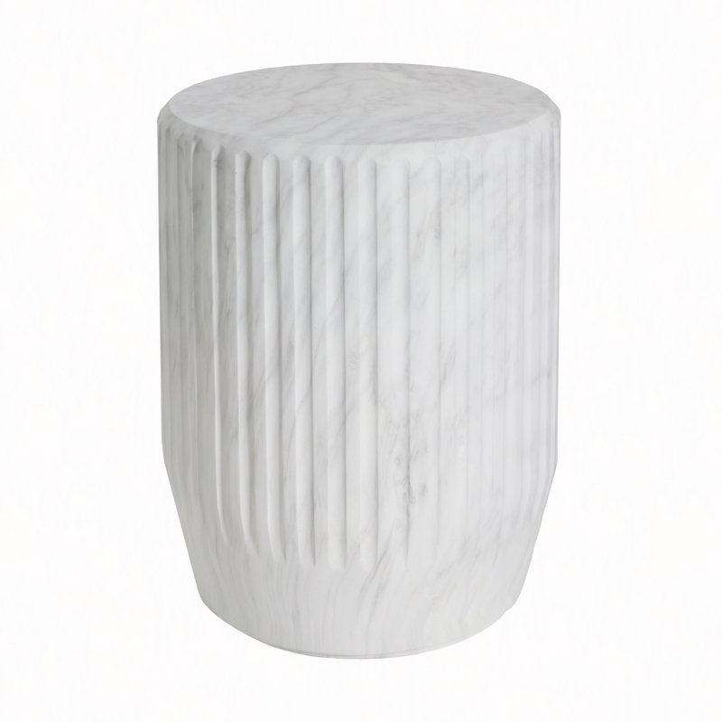 Table d'appoint d'extérieur sculptée, blanc, Blanc