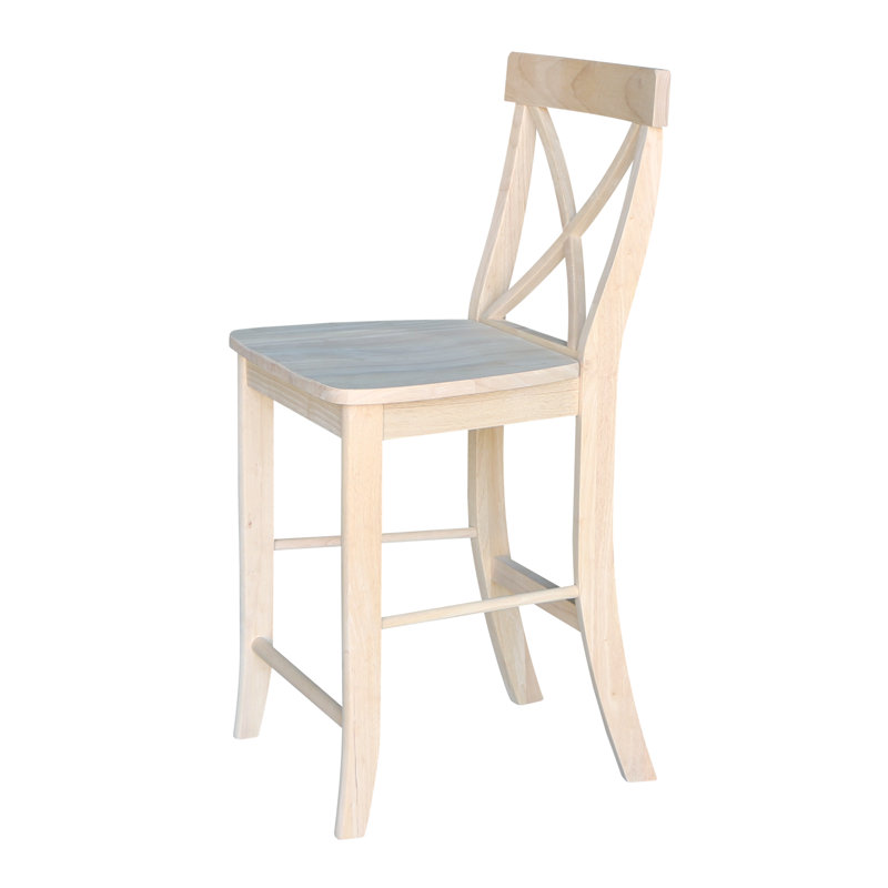 Tabouret de comptoir en bois massif Guzik, Non fini, Tabouret de comptoir (assise de 24 po de hauteur)