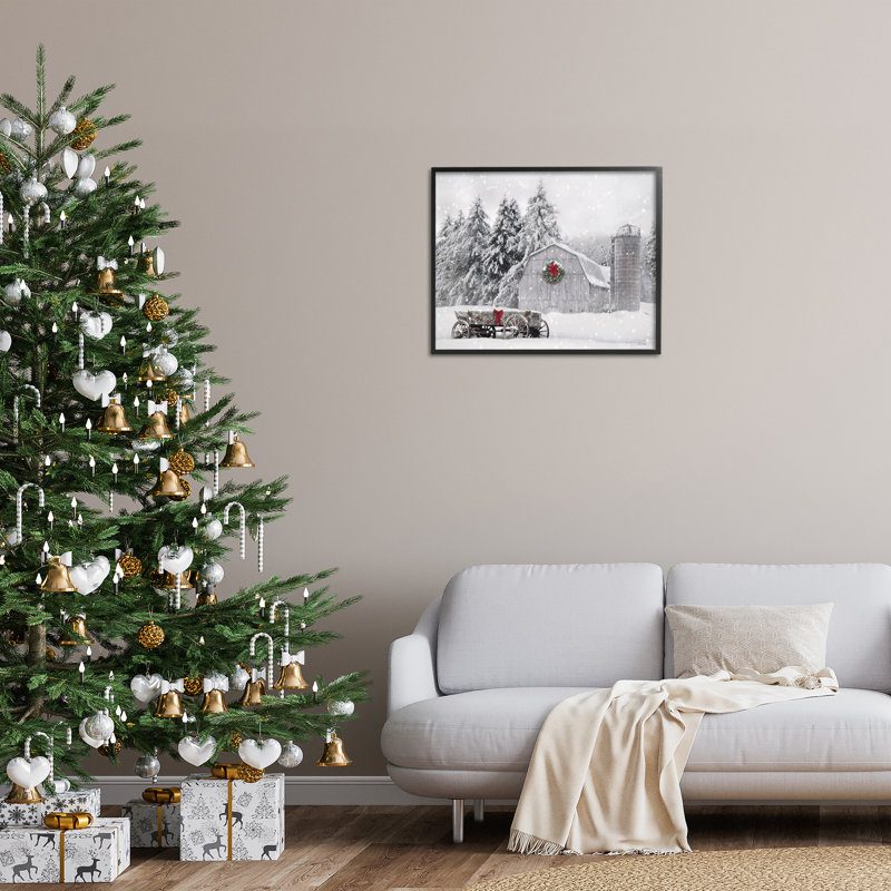 Giclée sur un paysage de neige recouvert de neige par Lori Deiter, H 24 po x l 30 po, Giclée encadrée noir minuit