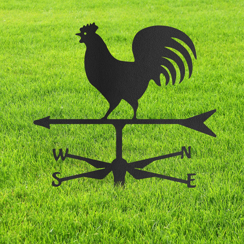 Coq de girouette en métal coq décoratif pour jardin, H 13,16 po x l 14 po x P 0,05 po, Noir