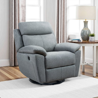 Classic Oversized Electric Power Recliner Chair, ,Equipped With USB Charging Connector With Overstuffed Cushion And Back, Soft Fabric Adults Single Recliner Sofa For Living Room