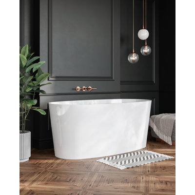 Ove 59.25" x 30” Freestanding Soaking Solid Surface Bathtub with Wetmar Bio