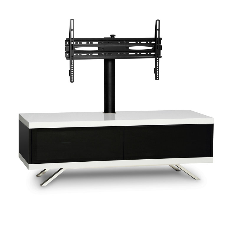 Connie Unfinished TV Stand for TVs up to 65", Gloss White/Gloss Black
