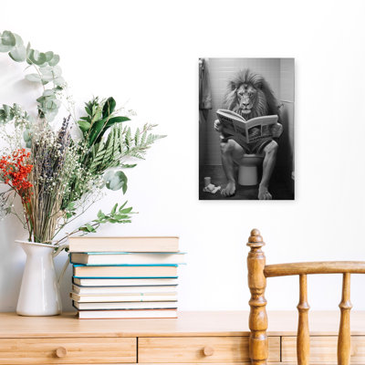 «Lion's Bathroom lecture», art mural lion contemporain