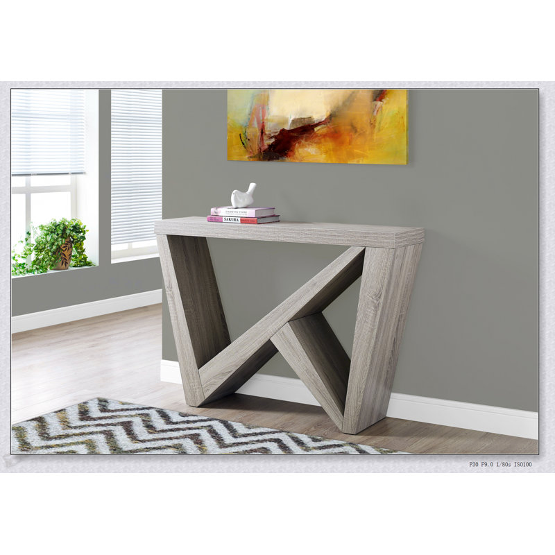 Table d'appoint étroite en stratifié brun, console pour vestibule et canapé, design moderne et contemporain, Taupe