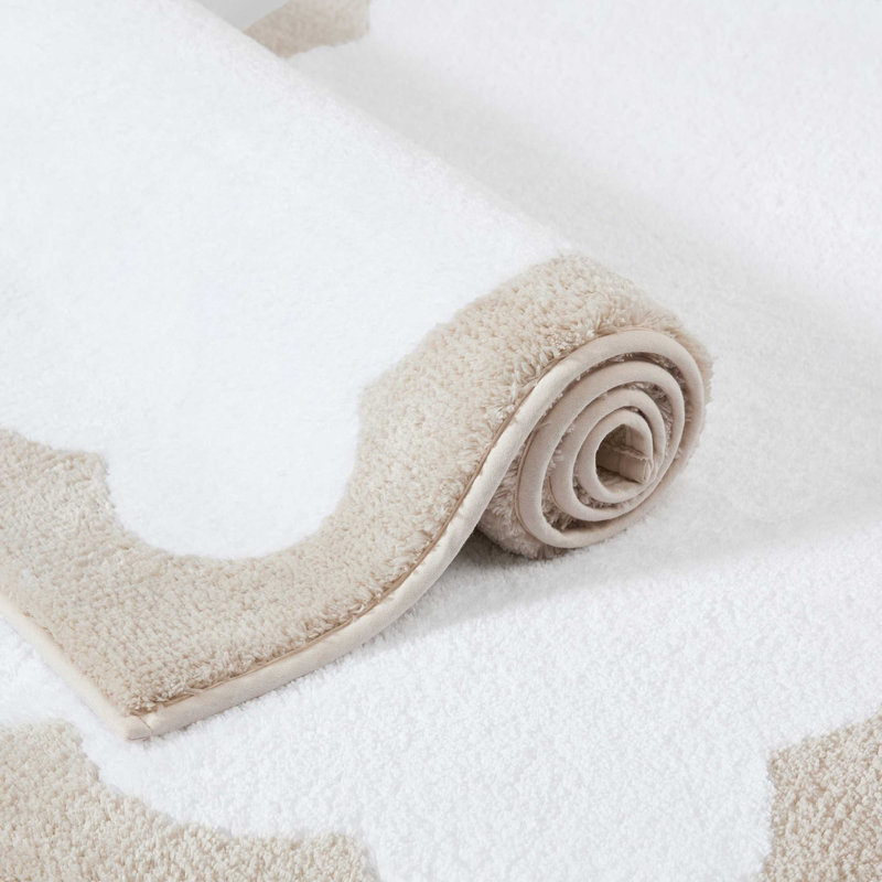 Martha Stewart Bedford Scallop Beige Bath Rug, Beige, 34" L x 21" W