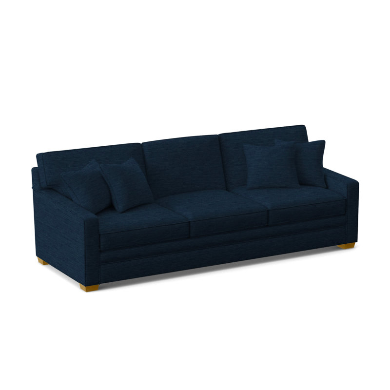 Ellora Upholstered 93'' Sofa, Beige Sugar Performance; 0863-93, Honey Finish