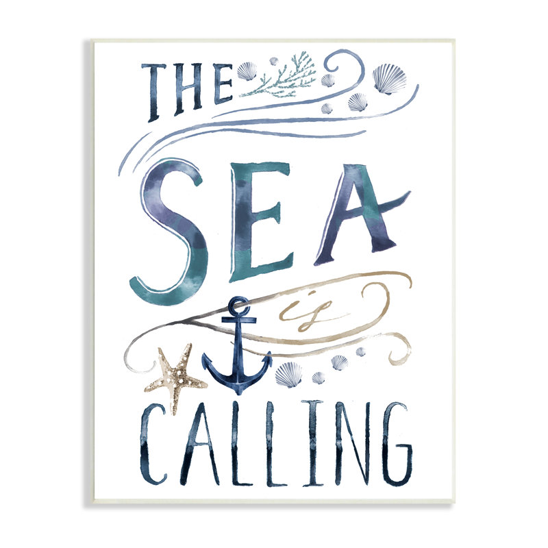 The Sea Is Call Nautical Sentiment, Plaque murale, H 19 po x l 13 po x P 0,5 po