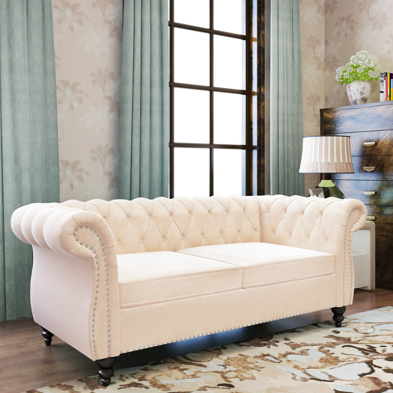 Famke Fabric 67'' Reception Loveseat, Beige