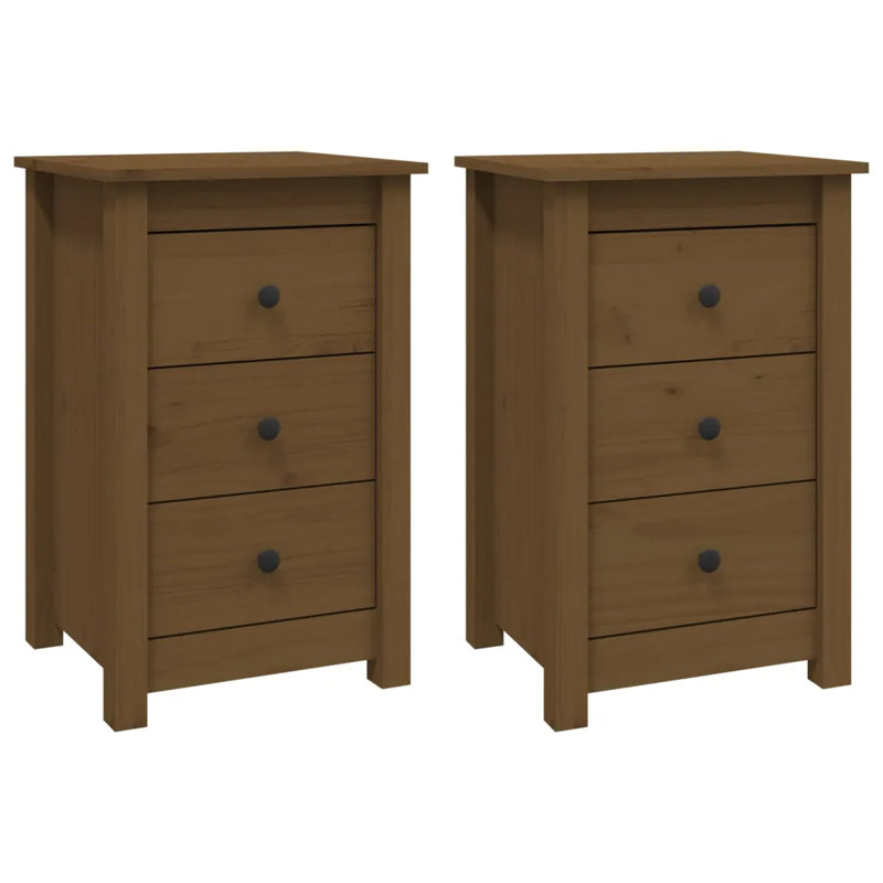 Prager 40cm W Solid Wood Bedside Table, Brown