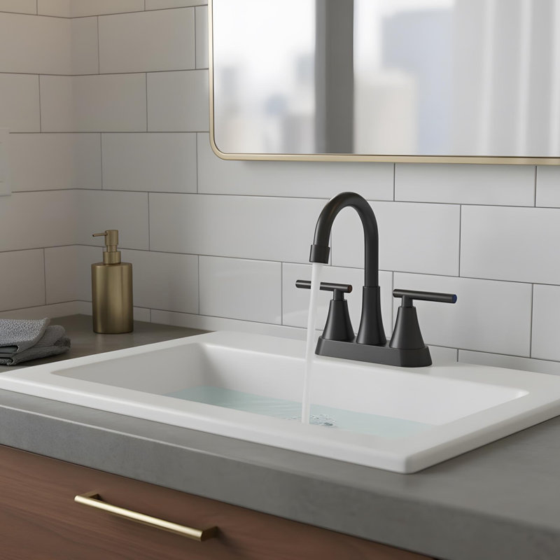 7.8" Bathroom Sink Faucet with 2-handle, Matt Black