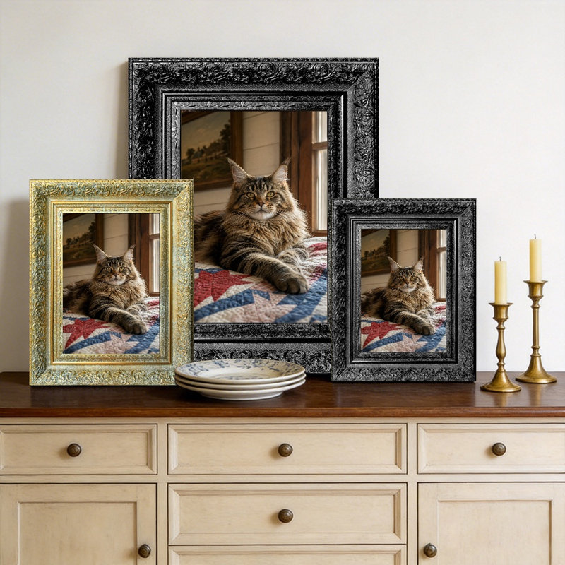 Cadre photo sophistiqué noir 1PC 8 po x 10 po avec profil décoratif, Black, 1, 8" W x 10" H