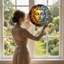 Panneau de vitrail soleil et lune-817258783