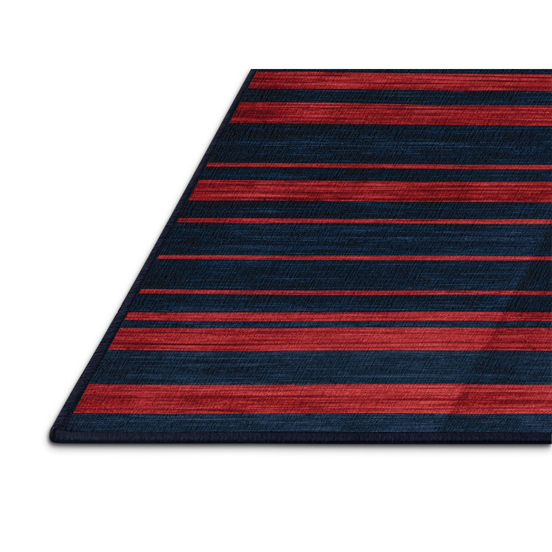 Tapis gris à rayures horizontales lavable à la machine, Carré 6 pi