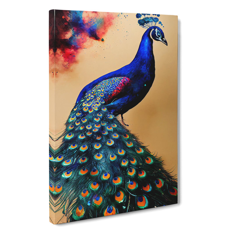 Vivid Peacock - Wall Art, Wrapped Canvas, No Matte, 50cm H x 35cm W x 2cm D
