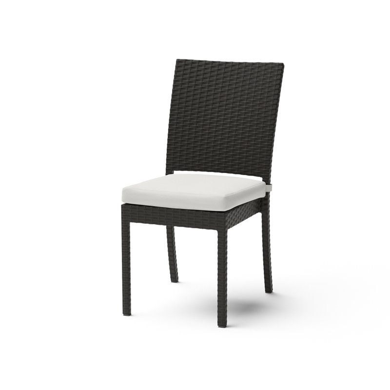 8 Piece Sunbrella Outdoor Patio Dining Chairs, Brown, White