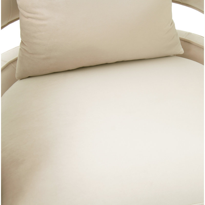 Velvet Swivel Barrel Chair, White Velvet