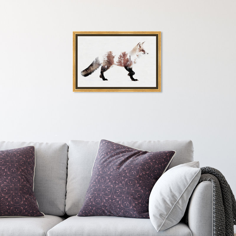 The Fox - reproduction d'impression, Toile encadrée d'or, H 10 po x l 15 po x P 1,5 po