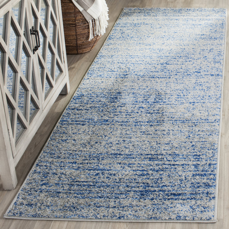 Riebe Abstract Gray Area Rug, Runner 2'6" x 12'
