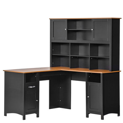 Bureau d'ordinateur en L Janique, bois